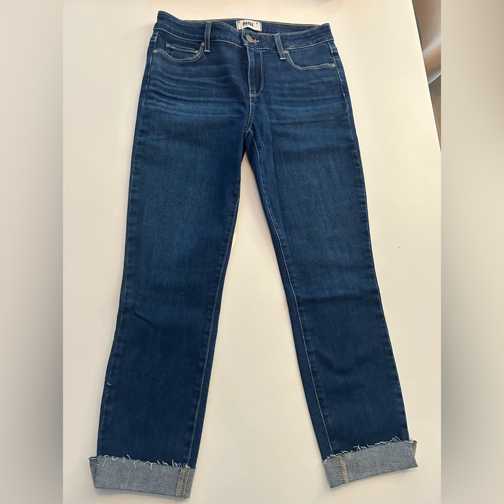 Paige Kylie Crop Dark Blue Wash Jeans